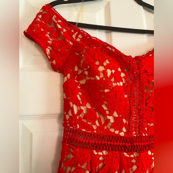 Red Floral Lace Dress - Picture 2 of 7